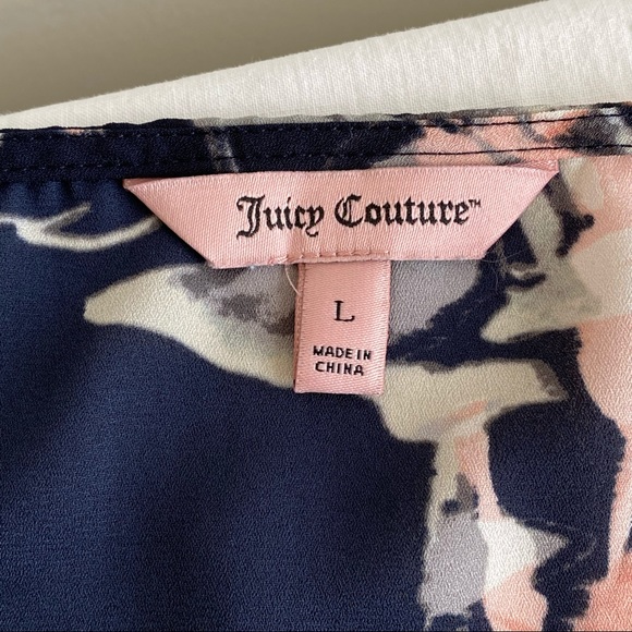 Juicy Couture Floral Print RS Trim Shark Bite Hem Blouse - Picture 9 of 13